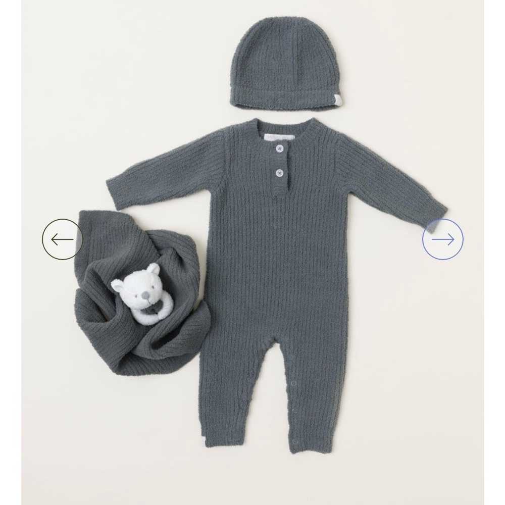 🆕 Barefoot Dreams CozyChic Ribbed Knit Baby Gift Set